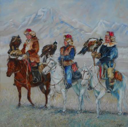 Hunting With Eagles
36" x 36"
acrylic on canvas Hunting With Eagles
36" x 36"
acrylic on canvas